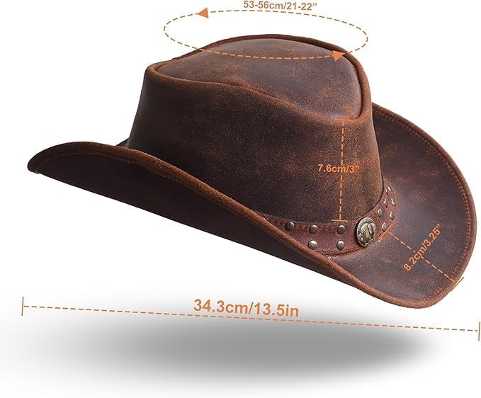 Leather Cowboy Hat for Men Women Lightweight Handcrafted Western Shapeable Wide Brim | Western Hats for Men - Image 4