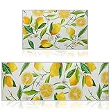 Hanaive 2 Pieces Lemon Kitchen Rugs Set Farmhouse Kitchen Rugs Fruit Runner Mat Non Slip Rubber Backing Area Mat Lemon Doormat Washable Indoor Outdoor Mats Country Decor, 17'' x 30'', 17'' x 47''