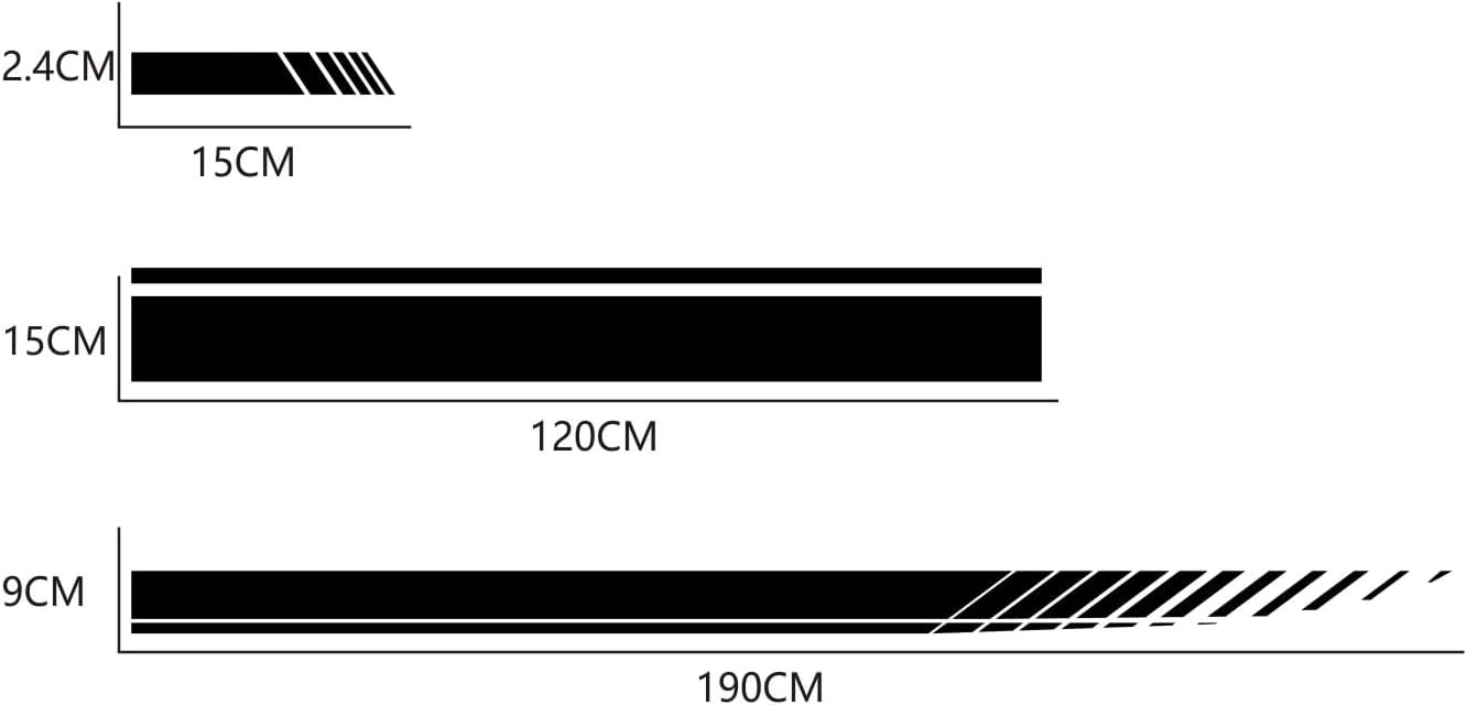 Racing Stripe Car Sticker for car SUV Truck Pickup Hood Sticker, Side Mirror Door Decal Waterproof Universal Style Stripe Vinyl Decal Accessories 5PCS (Black)