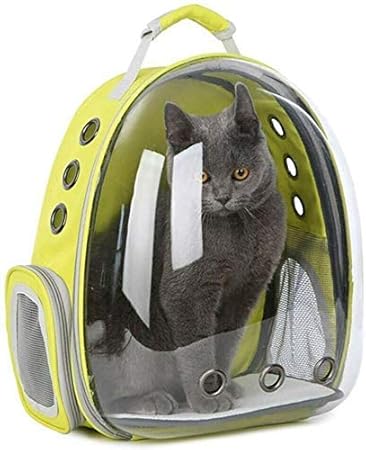 PSK PET MART Pet Transparent Cat Carrier Backpack Puppy Kitty Breathable Carriers for Travel Astronaut Pet Cat Dog Puppy Carrier Backpack Travel Bag Space Capsule Breathable (Yellow)