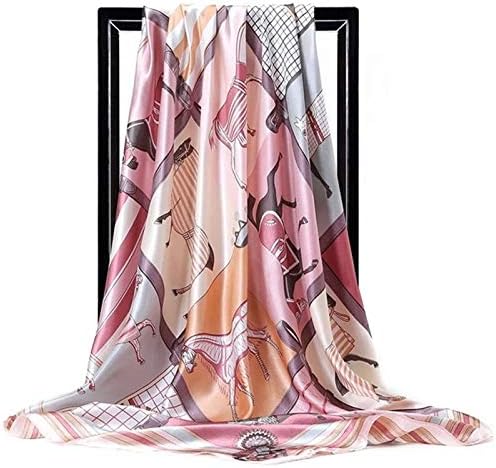 Scarf Large Hijab Scarves for Women Fashion Print Silk Satin Scarf Female Square Shawls Head Scarfs for Ladies Womens Winter Scarf (Color : 49, Size : 90X90cm)