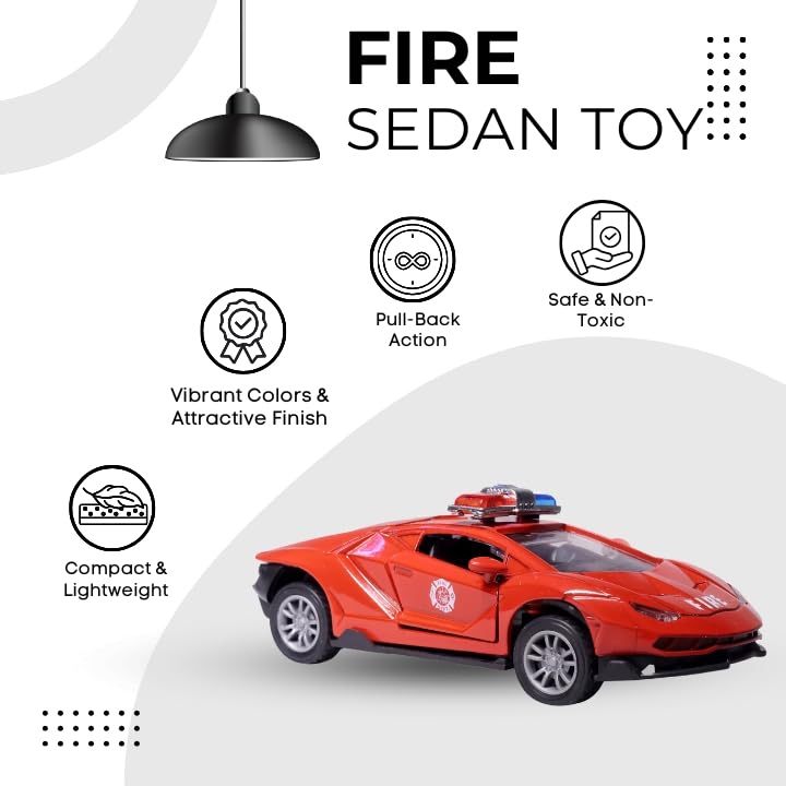 Image of Amisha Gift Gallery Diecast Fire Ambulance Toy Car for Kids | 1:36 Scale Model, Metal, Pull Back, Sports Car, Boys