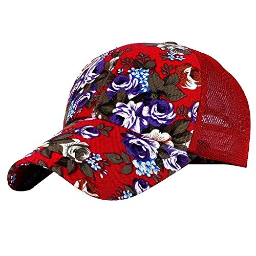 HugeStore - Gorra con diseño de flores rojo Rojo