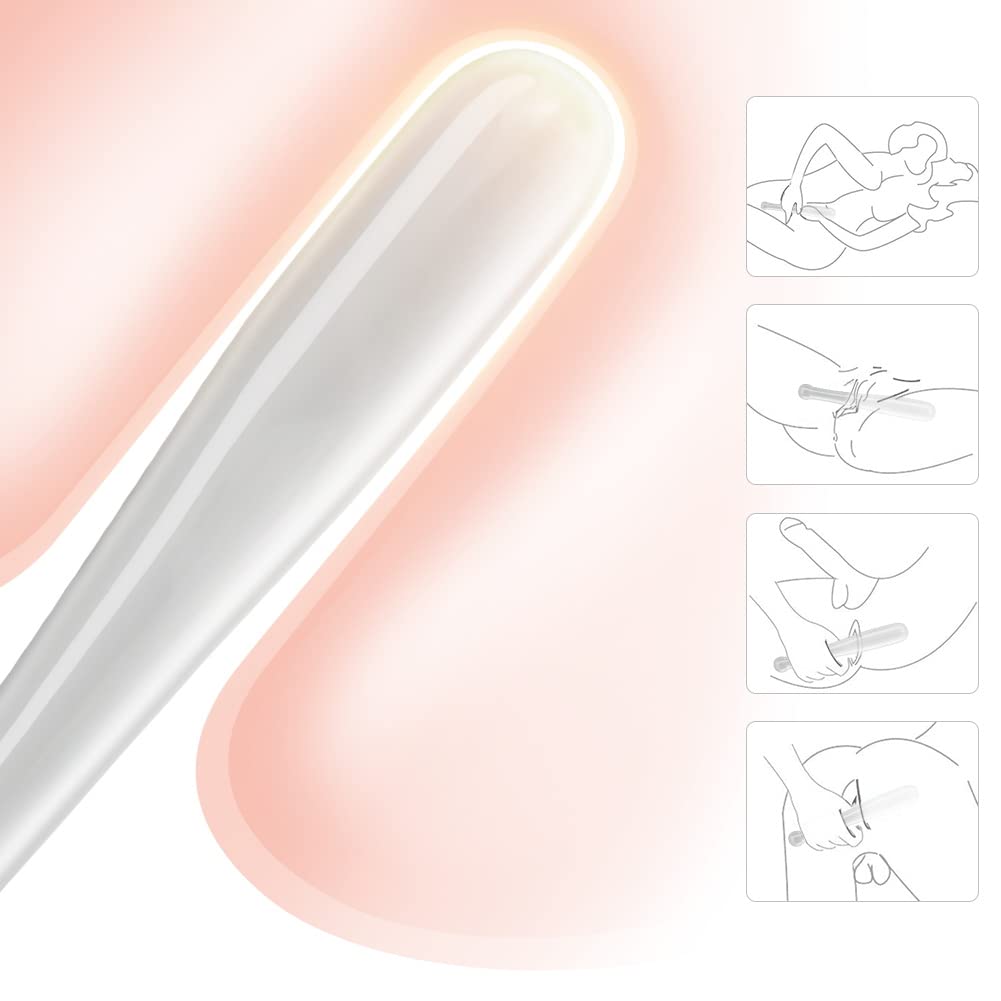Glass Anal Plug Dildo Anal Próstata Masturbación Masaje Juguete Adulto Tamaño Grande y Pequeño Masculino y Femenino Universal Anal Sex Ass Plug Glass Rod Sex Toy (L)
