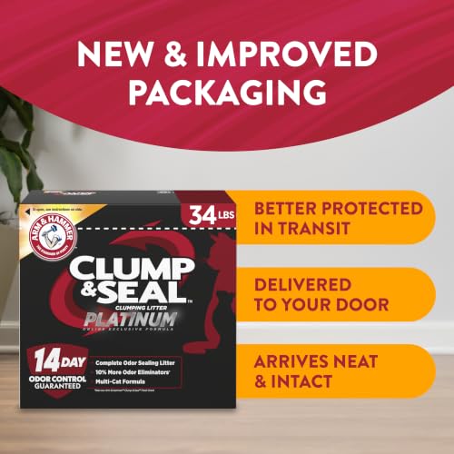 ARM & HAMMER Clump & Seal Platinum Cat Litter, Improved Packaging, 34 lbs - image 2