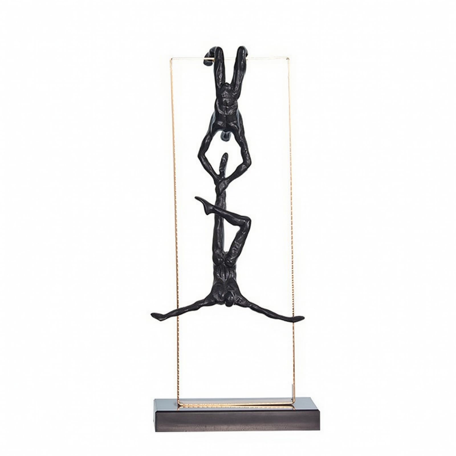 Statuette avec Cadre en Métal Abstrait Statuette avec Cadre Épuré Objet Décoratif pour Bureau, Style B - Sculpture D Escalade, 20cm X 45cm, Finition Électrolytique