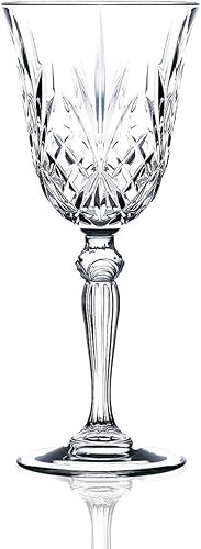 Juego de 6 vasos de cristal para vino con vidrio soplado a mano de primera calidad para vino espumoso, 6 onzas, fabricado en Italia