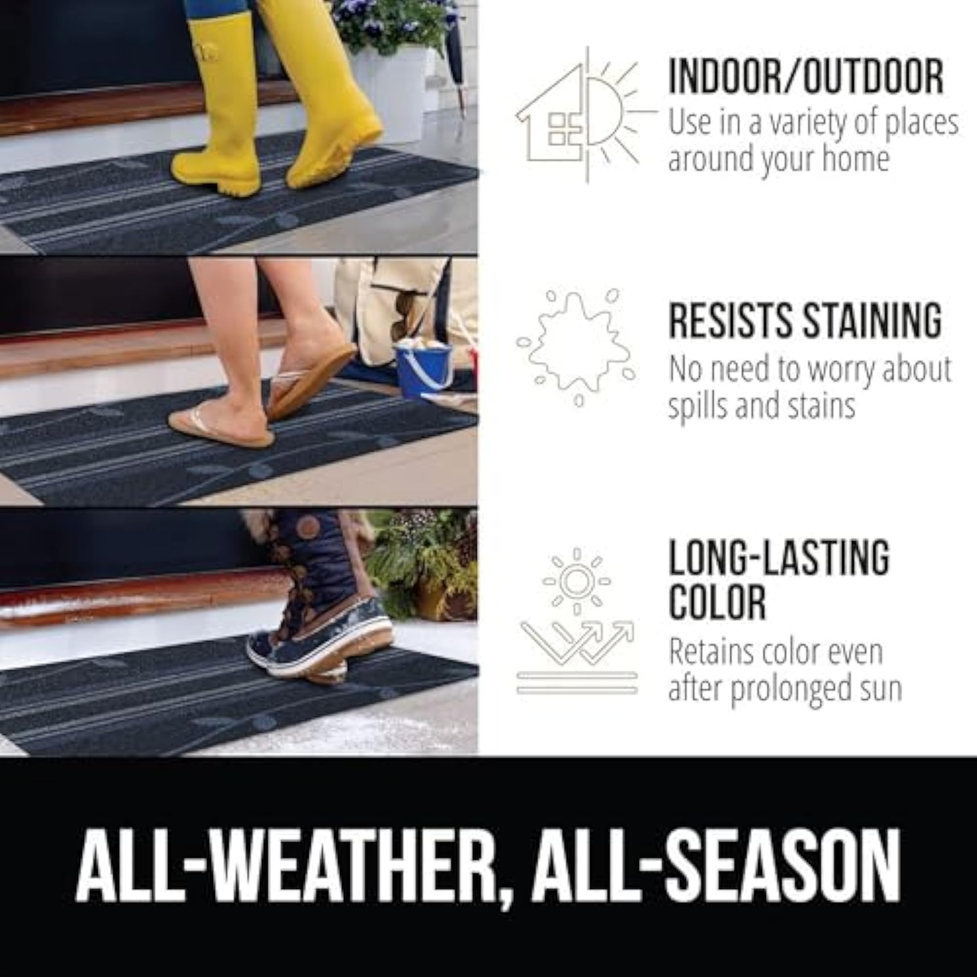 Door Mats for Home Entrance, Rectangular Mats Outside, Indoor Rubber Mat