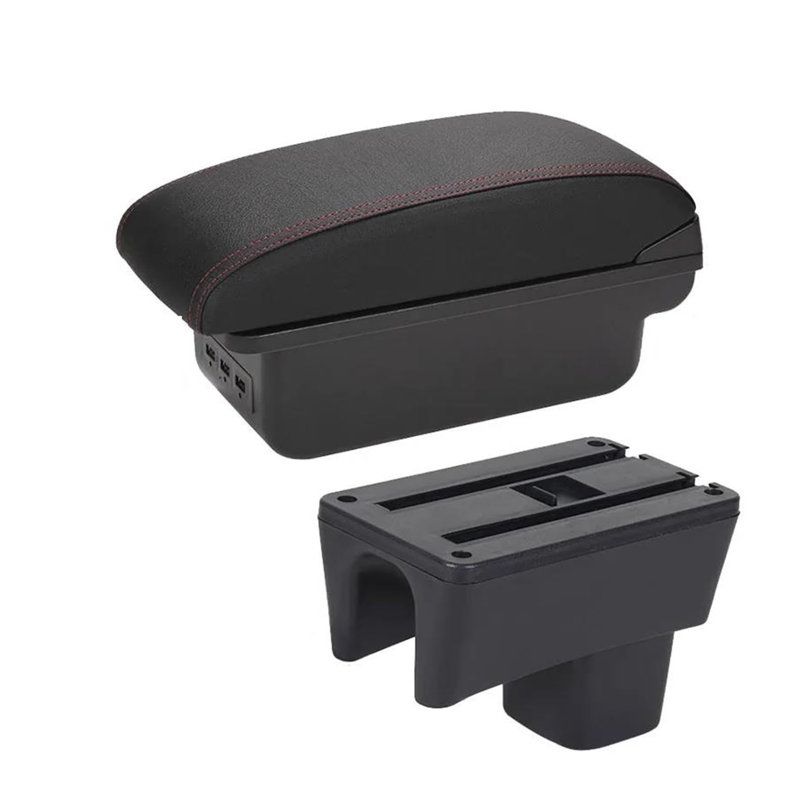 Car Armrest Box For Suzuki For Swift 2006 2007 2008 05-23 Armrest Box Car Accessories Interior Storage Box Parts(B1 Black red 3USB)