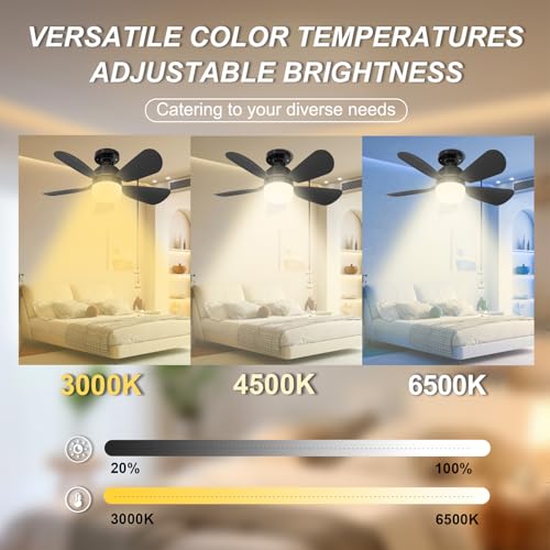 Image of 2Pack Socket Fan Light With Remote, Screwing Ceiling Fans with Dimmable Lights, 3 Colors 3000K-6500K,Ceiling Fan Light Kit Bulb for Bedroom Living Room Kitchen Garage Dinning Room