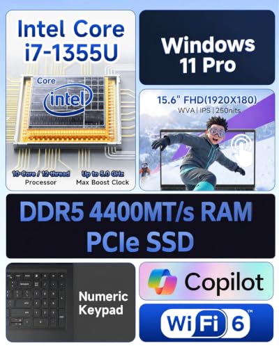 Dell 15 Touchscreen Laptop, 32GB DDR5 1TB SSD, Intel 10-Core i7-1355U | Up to 5.0 GHz, 15.6" FHD Touch, AI Laptop DC15250 Business & Student, Wi-Fi 6, Numeric Keypad, Windows 11 Pro - image 2