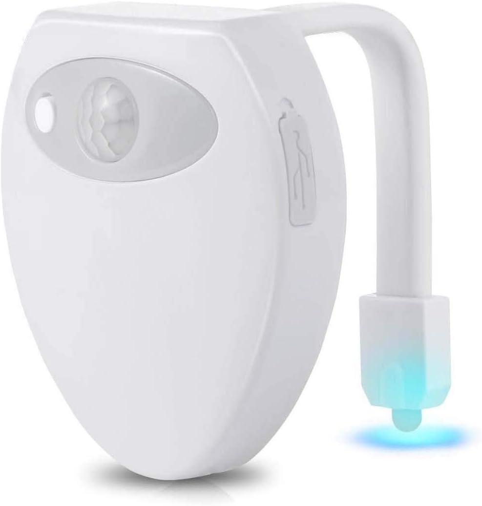 Rechargeable Toilet Light LED Sensor Motion Activated Bathroom Night Light with 8 Colors Changing