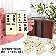Various Domino Doppel 28 Chips Box Kunstleder Klassisches Tischset für Kinder und Erwachsene