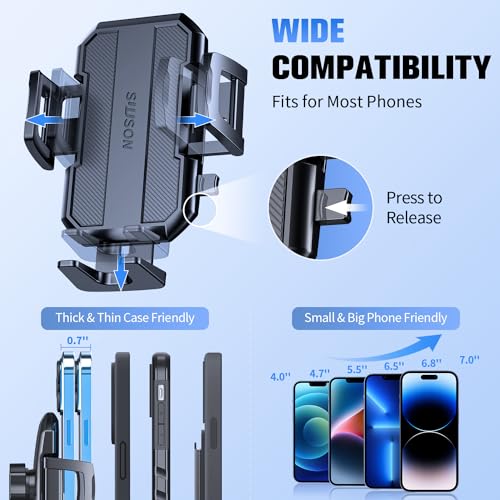 Image of SUUSON Upgraded 3-in-1 Car Phone Holder Mount [Powerful Suction] Phone Mount for Car Dashboard Air Vent Windshield,for All iPhone Android Phone, Dark Black