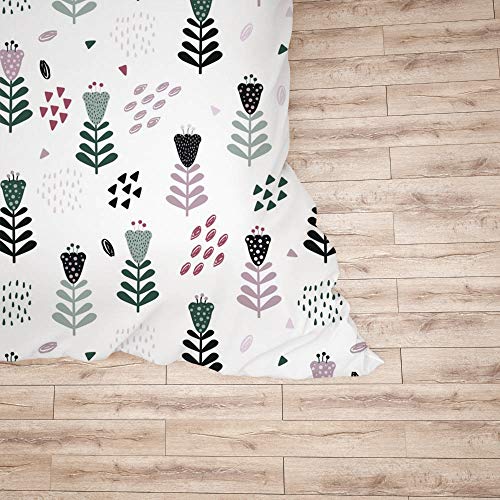 Linge de lit avec housse de couette fleurs noir polyester durable lit double - 6