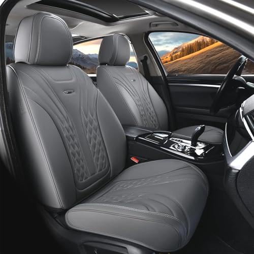 Image of Coverado Car Seat Covers Full Set, 5 Seats Front Seat Cover and Back Seat Covers for Cars, Automotive Seat Covers Nappa Leather Waterproof Seat Covers, Car Seat Protectors Universal for Cars Gray