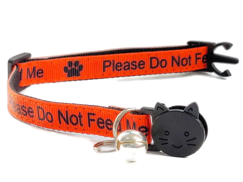 Worded Cat Collars with Bell - Please Do Not Feed Me, I Am Microchipped, 1. Orange/Black, Please Do Not Feed Me, Pack of 3 - Image 2