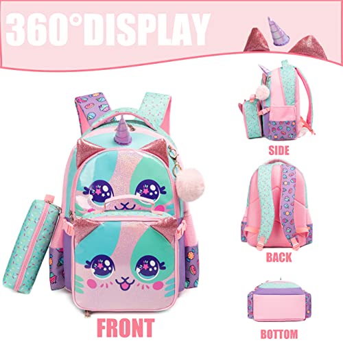 MYHSBYO Unicorn Kids Backpacks for Girls School Bag with Lunch Box School Backpack for Girls Set Cute Bookbag for Kindergarten by MYHSBYO - Used condition - Image 4