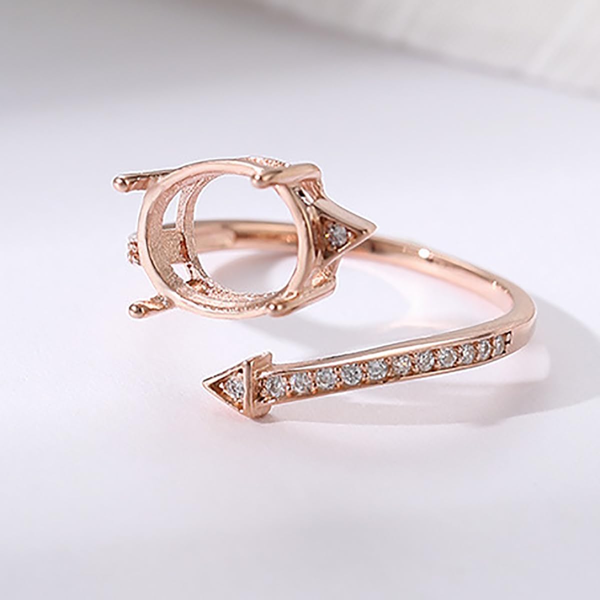 Adjustable 4 Claws CZ Ring Blank (4X6mm/5X7mm/8X10mm Oval Cabochon) 925 Sterling Silver Finger Ring Setting Bases for Women DIY Rings Jewelry Making