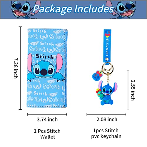 G-Ahora Stitch Cartoon Wallet With Pvc Keychain Card Holder Purse Stitch Pouch Stitch Coin Bag Stitch Gifts For Girls Women #TOP1
