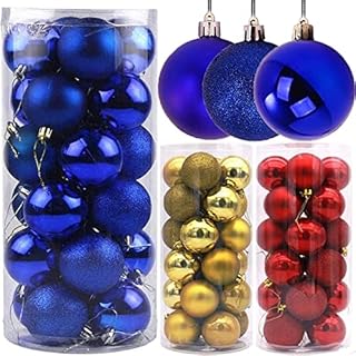 Christmas Baubles 6cm, 24Pcs Christmas Tree Decorations Balls Ornaments, Mini Christmas Tree Baubles Plastic Shatterproof Xmas Baubles for Xmas Hanging Decorations Festival Holiday Party Decor (Blue)