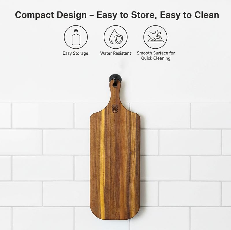 Tabla de cortar rectangular de madera Acacia con mango miniatura 6