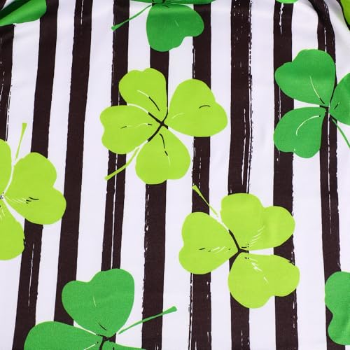 Toddler Girl Dress Green Clover Print Ruffle Bottom Long Sleeve Casual Dress 3-8Y4