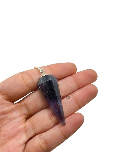 Miniatura 7 de Péndulo de cristal de amatista natural de 12 facetas con bolsa de piedra curativa cuarzo reiki cargado