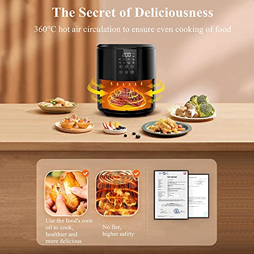 Freidora sin Aceite,Air Fryer 3 Litros con 8 Programas,Freidora de Aire Caliente Pantalla LCD...