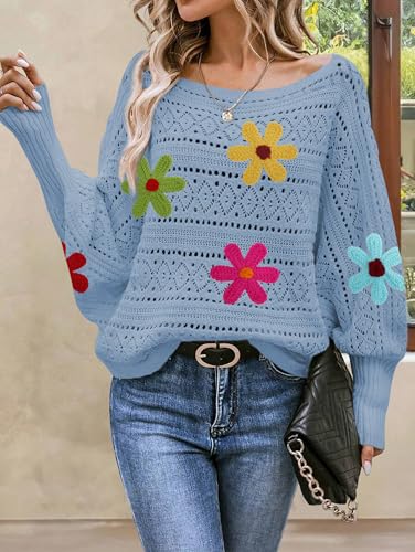 Image of Cakulo Womens Floral Off Shoulder Oversized Pullover Sweaters