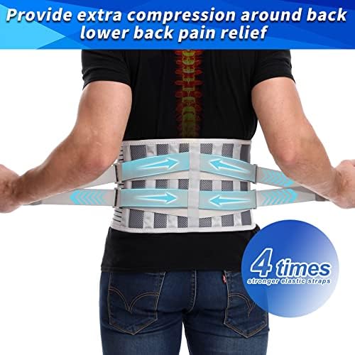 Paskyee Back Brace for Men Women Lower Back Pain Relief with 6 Stays and Removable Lumbar Pad, Breathable Anti-skid lumbar support belt for Herniated Disc, Sciatica, Scoliosis Medium