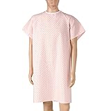 DMI Hospital Gown for Women or Men, Patient Gown, Back Tie and Side Tape Tie, 38 Inches Long, Pink, 1 Each