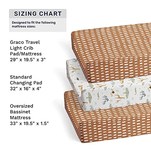 Sorrel + Fern Changing Pad Cover 2-Pack (Safari Adventures) - Premium Fitted Sheets - Buttery Soft Cotton Blend #TOP7