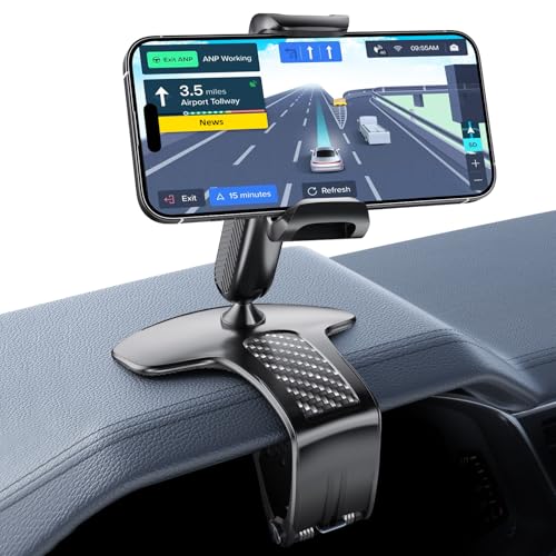 Universal 360 Dashboard Cell Phone Holder, Upgrade Clip Car Phone Holder Mount for Dashboard 360 Degree Rotation Dash Board Phone Mount Fit for iPhone,Samsung,Google,Nokia, 4 to 7