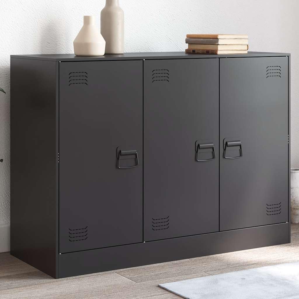 Aparador para salón y comedor negro que ahorra espacio con tres puertas