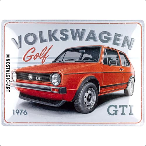 Nostalgic-Art Plaque rétro, 30 x 40 cm, VW Golf – GTI 1976 – Idée de cadeau pour le bus Volkswagen, Official License Product (OLP), en métal, design...