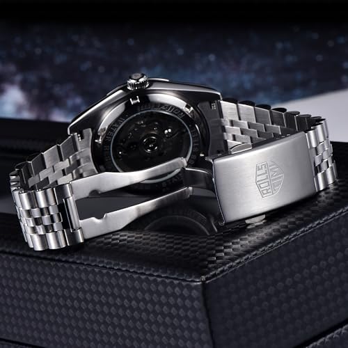 RollsTimi Montre HommesMontre Automatique de Luxe pour Hommes Mouvement NH35A 10Bar Waterproof Luminous Sapphire Glass Stainless Steel StrapBusiness WorkSportsLeisurewear Watches (Bleu Ciel) – vue 6