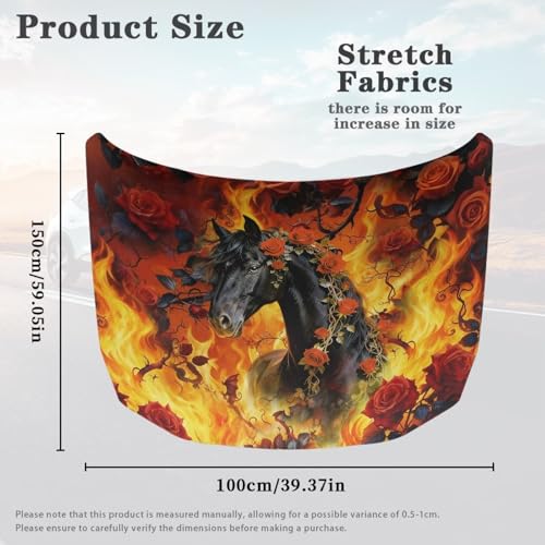 Image of 59x39 Inch Hood Cover for Compact Sedan SUV Trucks Stretchable Horse Car Hood Wrap Blankets Auto Banner Waterproof Auto Exterior Accessories