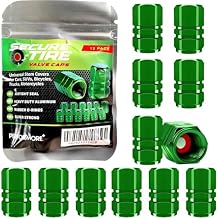 Performore 12 PCS Car Tire Valve Stem Caps Heavy-Duty Stem Covers, Aluminum Tire Valve Cap Set, Universal Schrader Valve Caps for Cars, SUVs, Bikes, Bicycles, and Motorcycles Green
