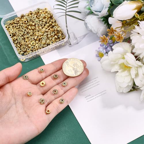 Perles d'espacement plates style tibétain pour assembler des boucles d'oreilles - 4