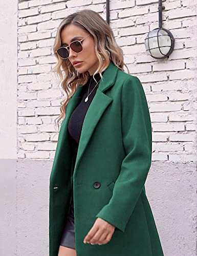 image for Hooever Women's Winter Wool Coat Casual Notch Lapel Single-Breasted Pe