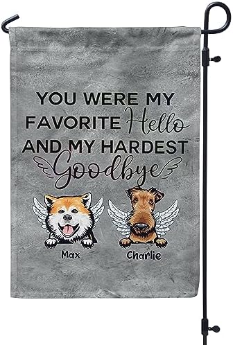 Personalized Pet Memorial Garden Flag For Loss Of Dog Pet You Were My Favorite Hello Wings Custom Name Photo Pet Memorial Gifts Ideas Double Sided Outdoor Flag For Anniversary Xmas
