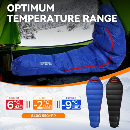 Clostnature bolsa de dormir momia de plumón 550 Fill Power para adultos miniatura 3