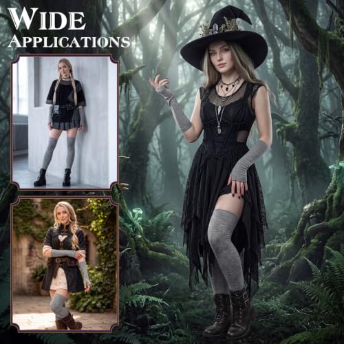 Image of Geyoga Arm Warmers Leg Warmers Striped Thigh High Socks Fingerless Gloves Stockings Christmas Halloween