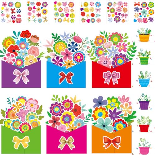 ceiba tree Mother's Day Card Making Kits DIY Greeting Card Crafts with Stickers and Envelopes Happy Mother's Day Make Your Own Cards for Classroom School Activities