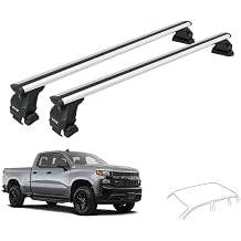 Roof Rack Cross Bars Compatible with Chevy Chevrolet Silverado 1500 2014-2025 3rd & 4th Gen, Clamp-On Bare Roof Crossbars, 330lbs Capacity Lockable Silver, Silverado 1500 4rd Gen 2019-2026