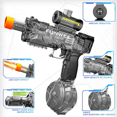 Funwee Electric Water Gun Toy for Kids & Adults, Light Up, Black by Funwee - Used condition - Image 3