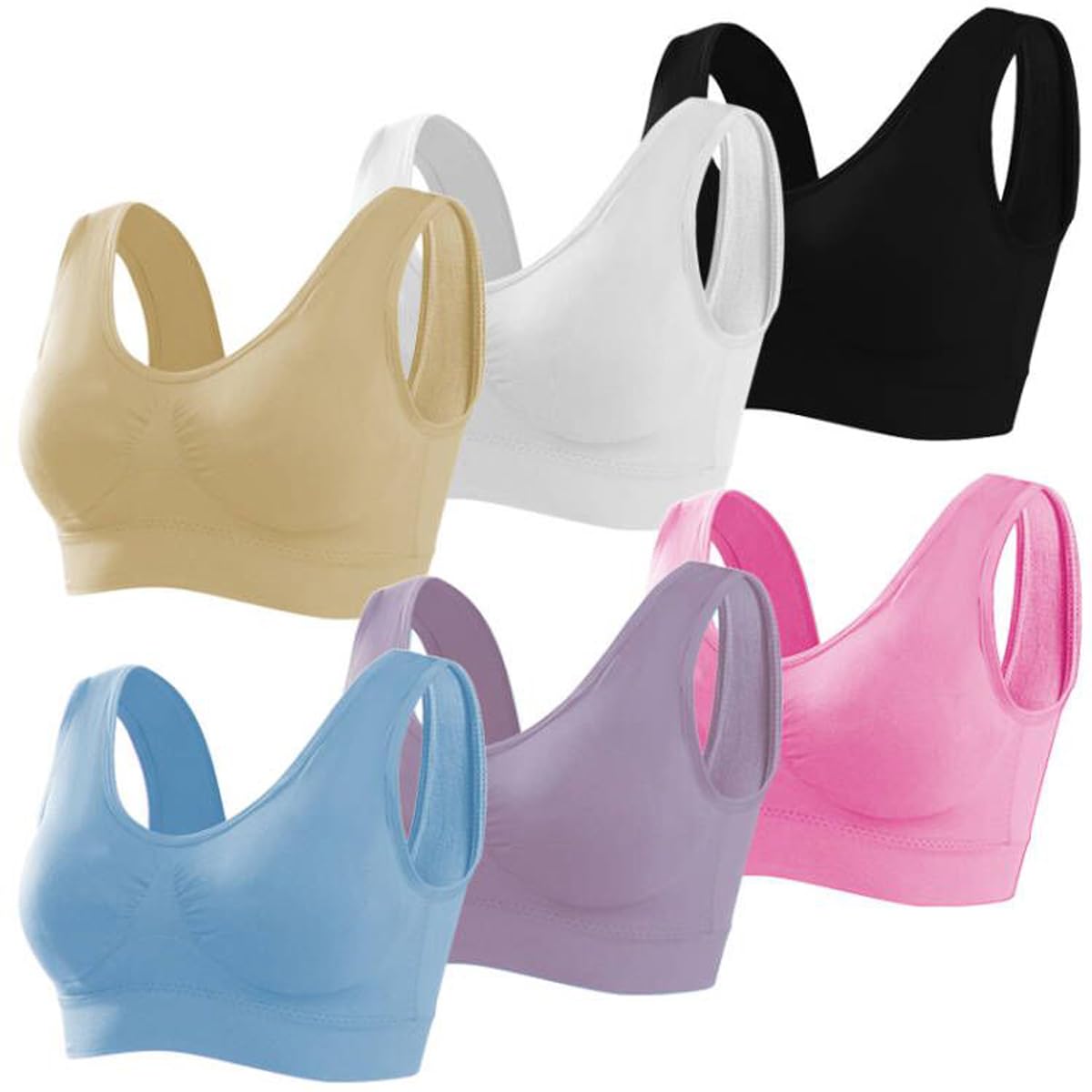 Memoryee Juego de 3 brasieres deportivos para mujer, talla grande, para pechos grandes, sin aros, lavable, acolchado, chaleco push up, top corto