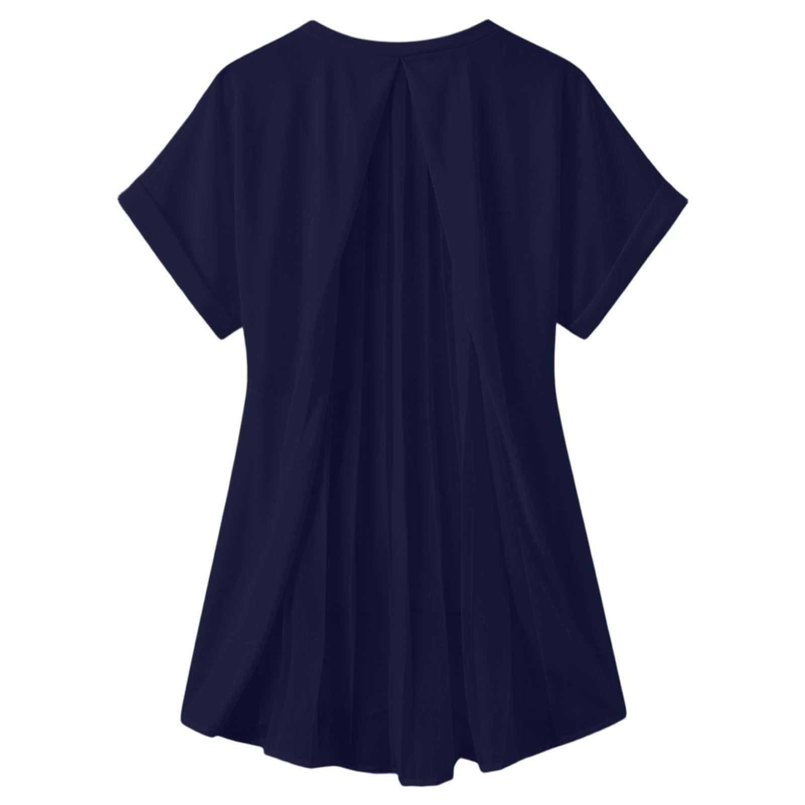 Damen Tshirt Schwarzes Spitzen Oberteil plissiertem Rückenausschnitt – Lässige und Bequeme Bluse für den Alltag Tunika Damen Sommer