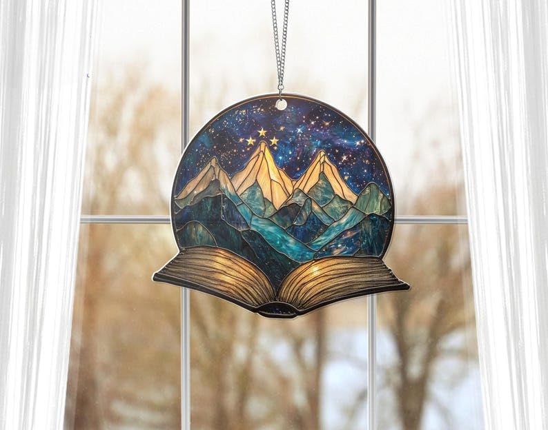 Christmas Night Court Sun Catcher- Fantasy Book Reader Gift, Night Court Acrylic Window Hanging, Bookshelf Decor, Book Lover Gift,Bookish Gift, Christmas Tree Bookish